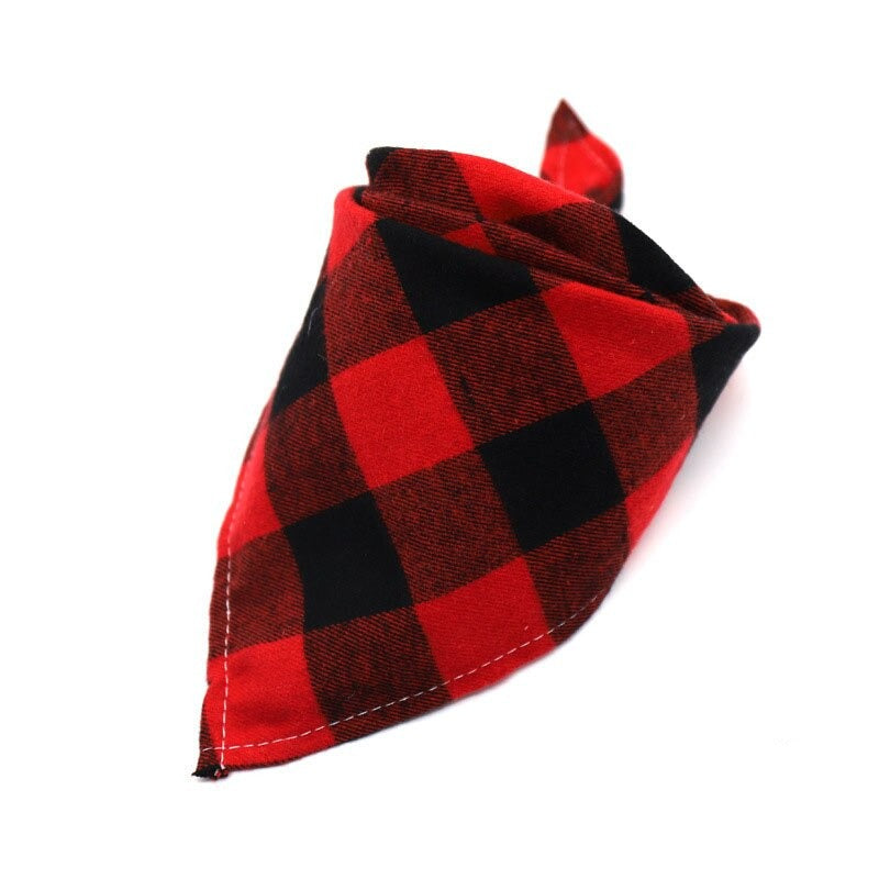 Plaid Pet Bandana Cotton Handkerchief | Soft and Comfortable Triangular Bandanas for Dogs and Cats