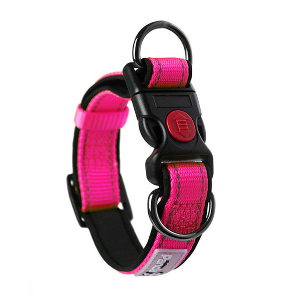 Adjustable Reflective Nylon Dog Collar | Comfortable Padded Design with Double D Rings for Small to Large Dogs