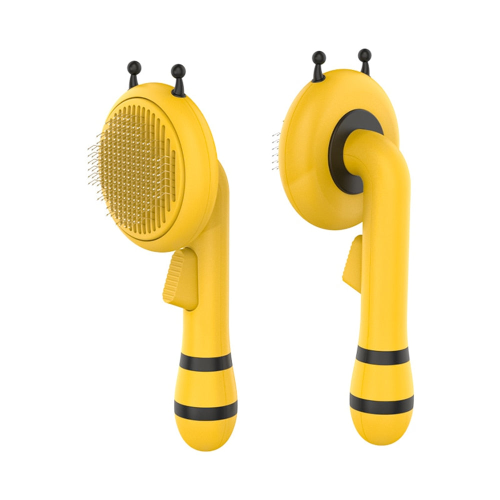 Bee Shape Pet Grooming Brush | Self-Cleaning Slicker for Cats & Dogs Removes Tangled Hair & Massages