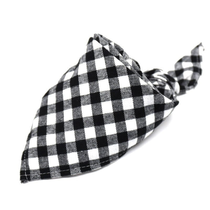 Plaid Pet Bandana Cotton Handkerchief | Soft and Comfortable Triangular Bandanas for Dogs and Cats