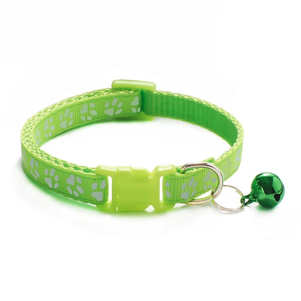 Adjustable Cat Collar with Bell | Colourful Footprint Design for Cats & Small Dogs