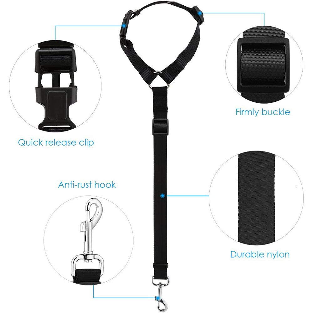 Adjustable Dog Safety Seat Belt Strap | Car Headrest Restraint for Pet Travel Security