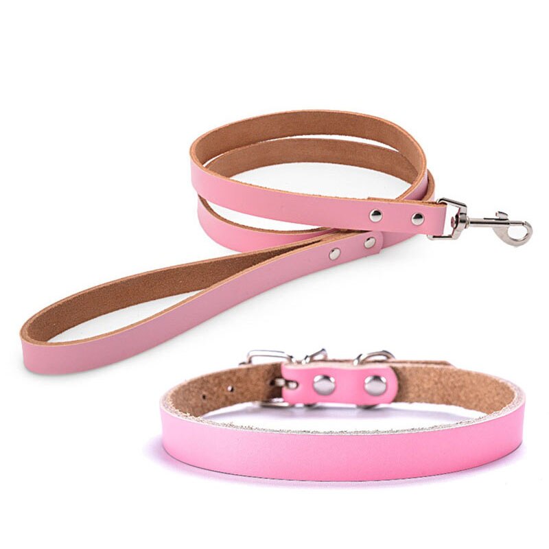 Adjustable Leather Dog Collar and Leash Set | Multiple Sizes & Colours for Small to Large Dogs
