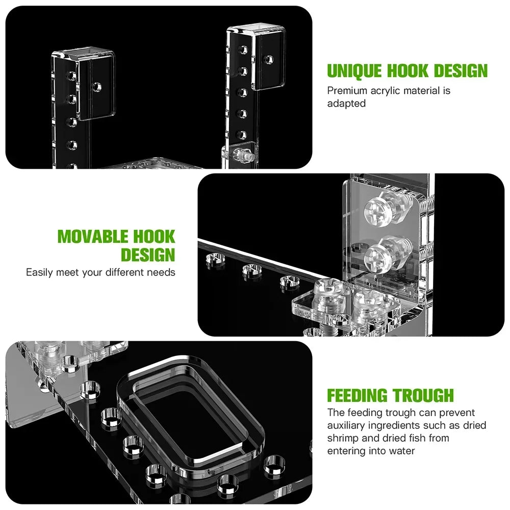 Acrylic Turtle Climbing Platform | Wall-Mounted Floating Island for Deep Water Fish Tanks