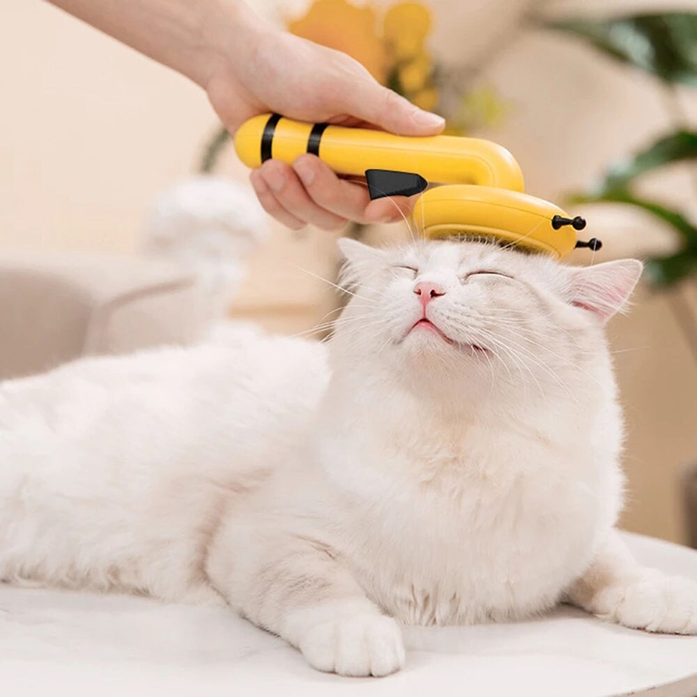 Bee Shape Pet Grooming Brush | Self-Cleaning Slicker for Cats & Dogs Removes Tangled Hair & Massages