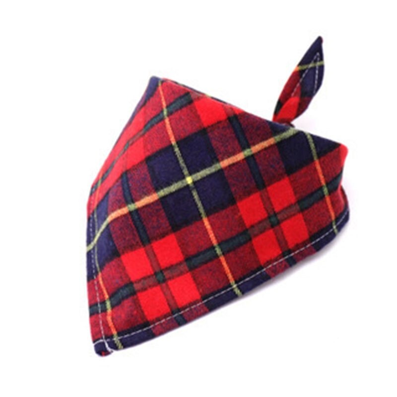 Plaid Pet Bandana Cotton Handkerchief | Soft and Comfortable Triangular Bandanas for Dogs and Cats