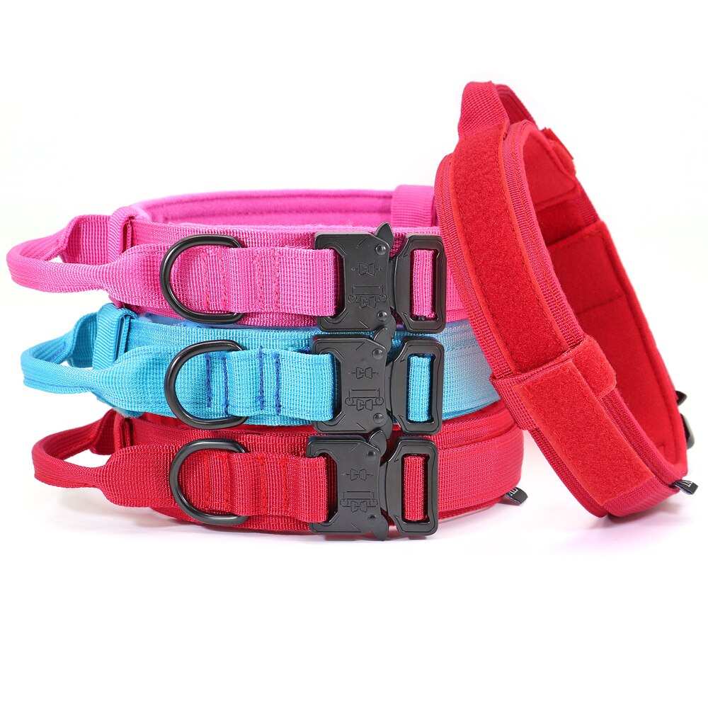 Durable Tactical Dog Collar | Military Nylon Pet Collar with Handle for Medium and Large Dogs | Adjustable for Training and Outdoor Use