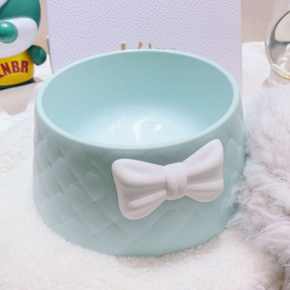 Stylish Bowknot Pet Food Bowl | Trapezoidal Anti-Skid Design for Small Dogs & Cats