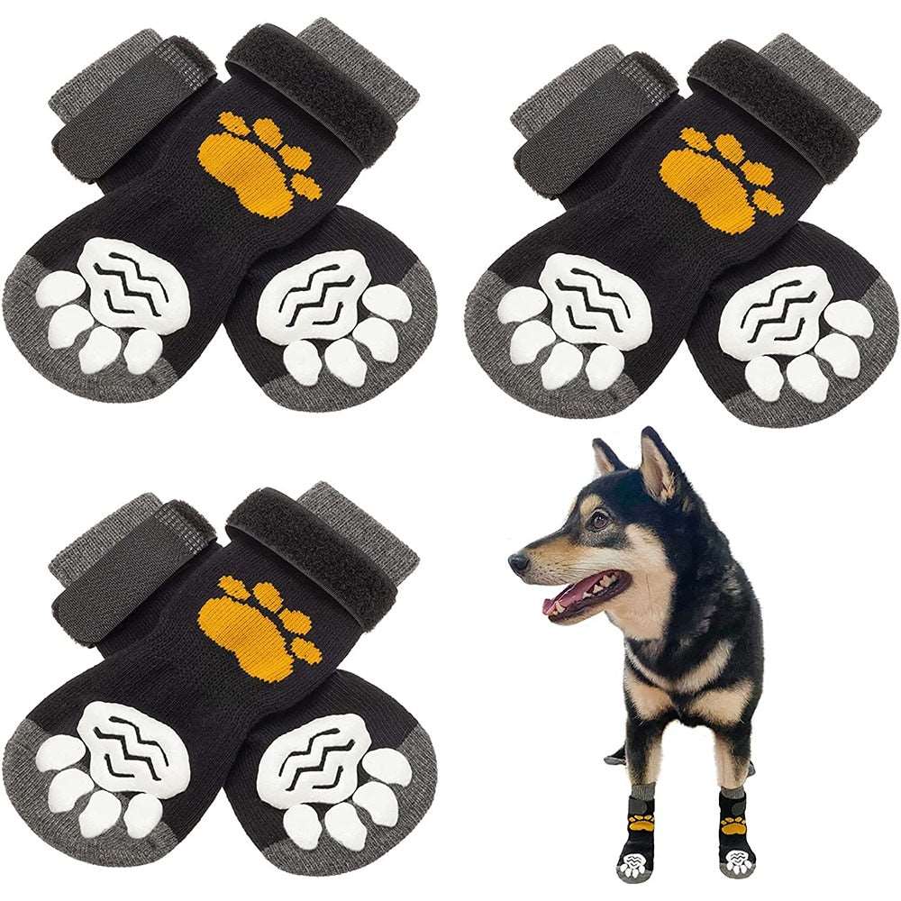 Adjustable Anti-Slip Dog Socks | Non-Slip Paw Protection with Paw Pattern for Indoor Traction Control