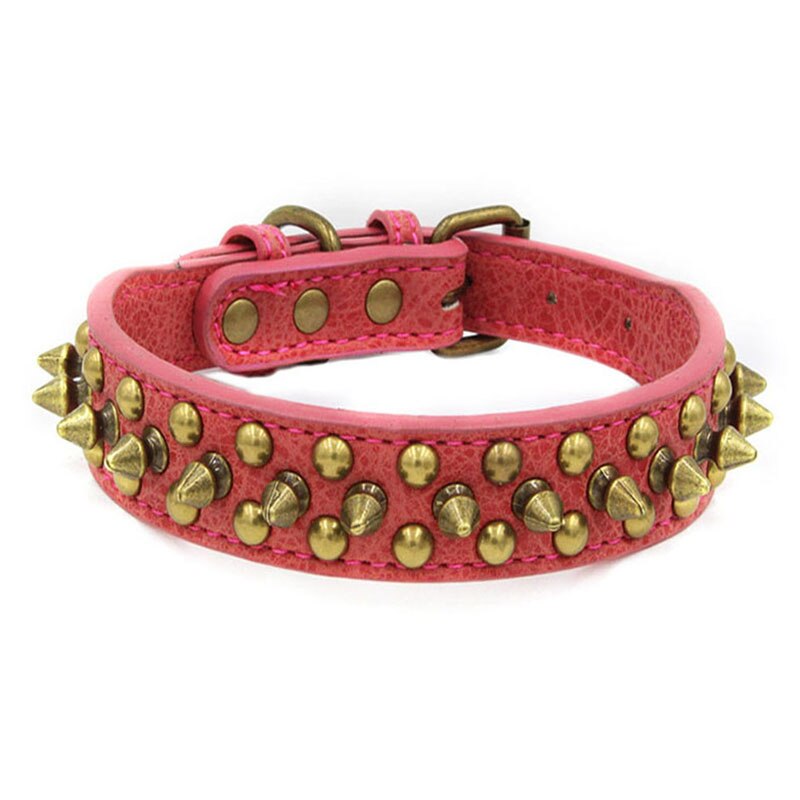 Bronze Spiked Studded Leather Dog Collar | Durable Anti-Bite Pet Accessory for All Sizes
