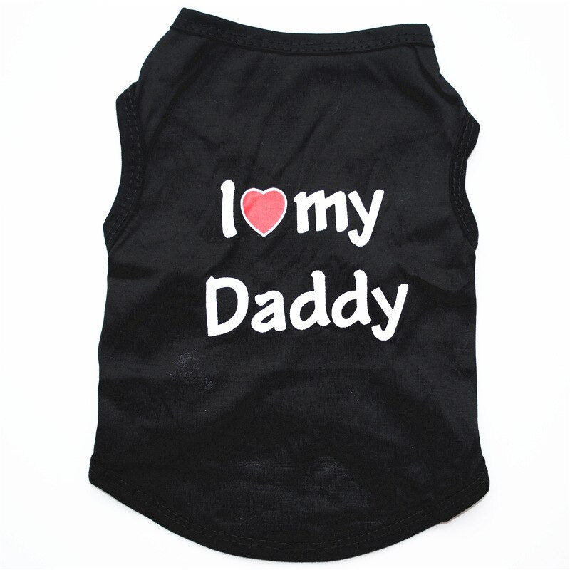Soft Cotton Dog T-shirt | Classic "I Love My Daddy/Mommy" Print for Small Dogs & Cats | Comfortable Puppy Vest