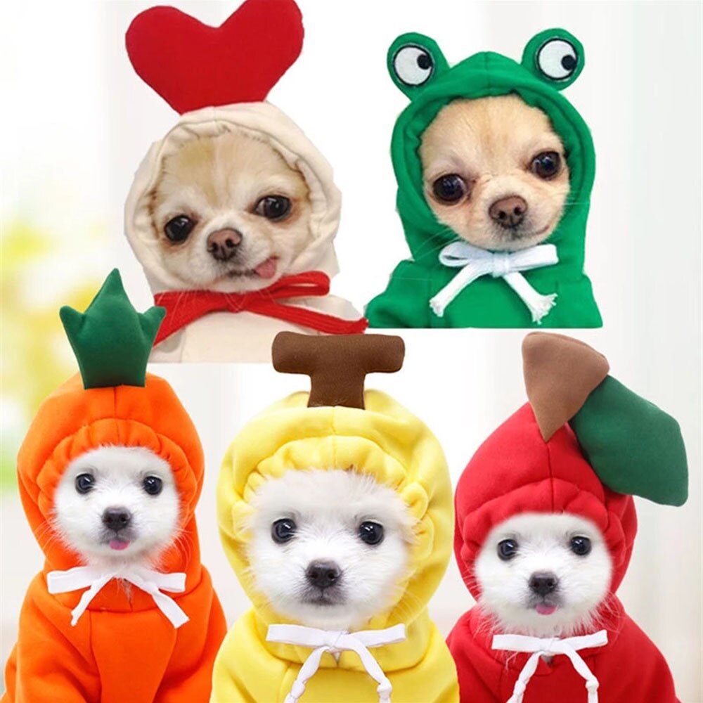 Warm Fleece Fruit Dog Hoodies | Adorable Pet Costume for Small Dogs and Cats, Soft and Cozy for Cold Weather