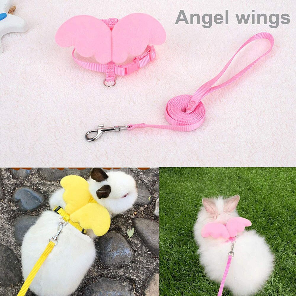 Cute Rabbit Angel Wing Harness & Leash Set | Soft Adjustable Bunny Pet Supplies for Small Animals