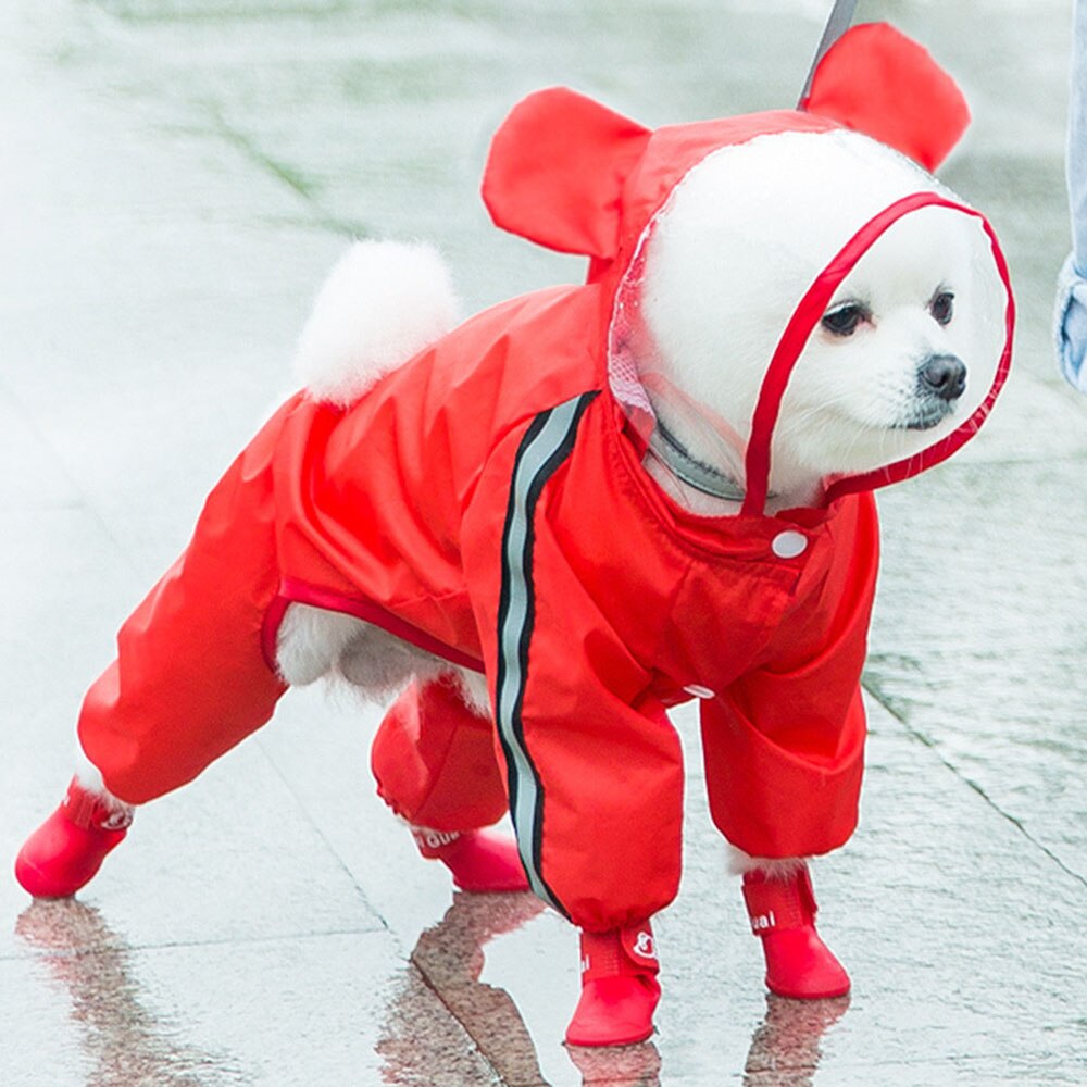 Reflective Hooded Dog Raincoat | Full-Body Waterproof Protection for Small Dogs