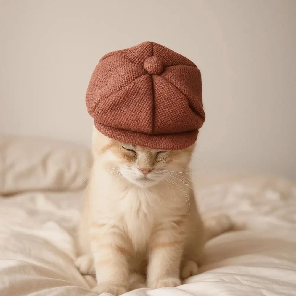 Retro Dog Beret Hat | Adjustable Pet Cap