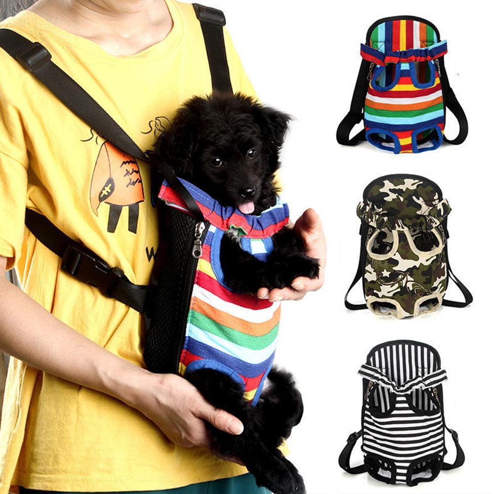 Small Dog Carrier Backpack Legs Out Pet Puppy Carrier | Hands-Free Cat Travel Bag for Walking, Hiking, and Motorcycle Use