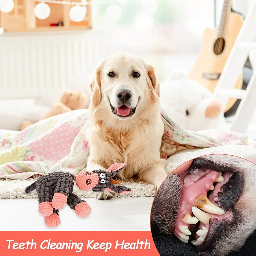 Plush Squeaky Dog Toys | Durable Pet Chew Toy for Small, Medium, Large Dogs, Soft Cotton Texture for Teeth Cleaning