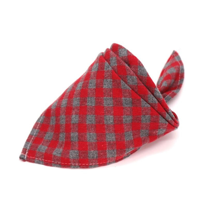Plaid Pet Bandana Cotton Handkerchief | Soft and Comfortable Triangular Bandanas for Dogs and Cats