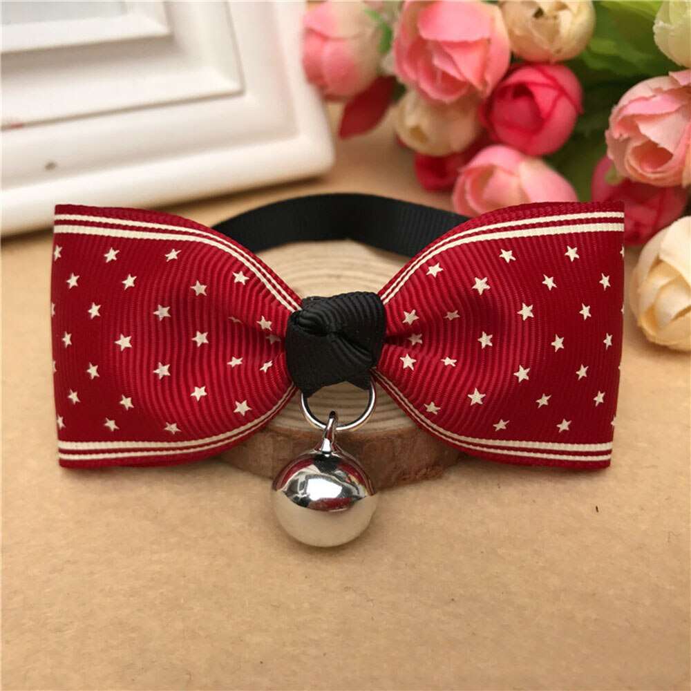 Cat Accessories | Bow Tie Collar with Bell | Breakaway Bowtie for Kitten & Small Dog | Pet Grooming Products