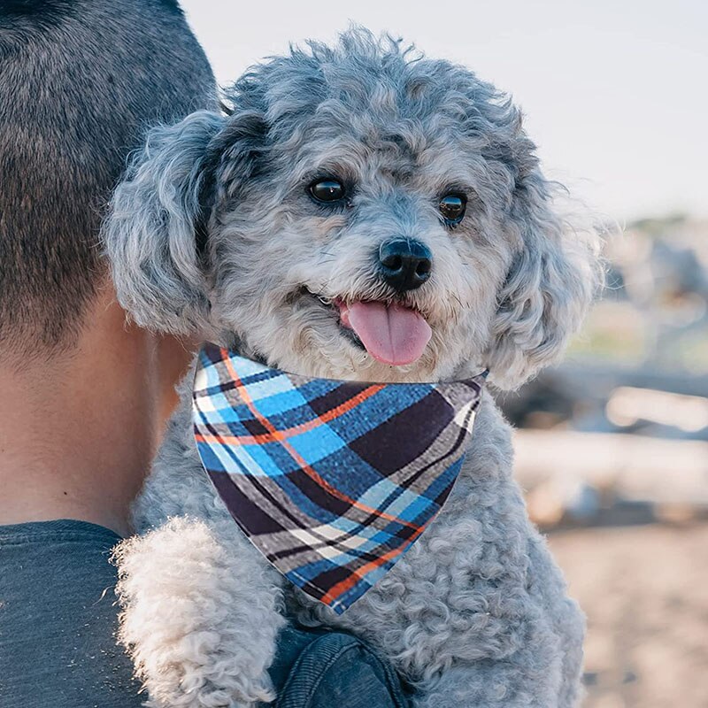 Plaid Pet Bandana Cotton Handkerchief | Soft and Comfortable Triangular Bandanas for Dogs and Cats