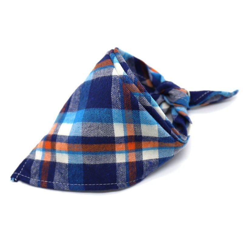 Plaid Pet Bandana Cotton Handkerchief | Soft and Comfortable Triangular Bandanas for Dogs and Cats