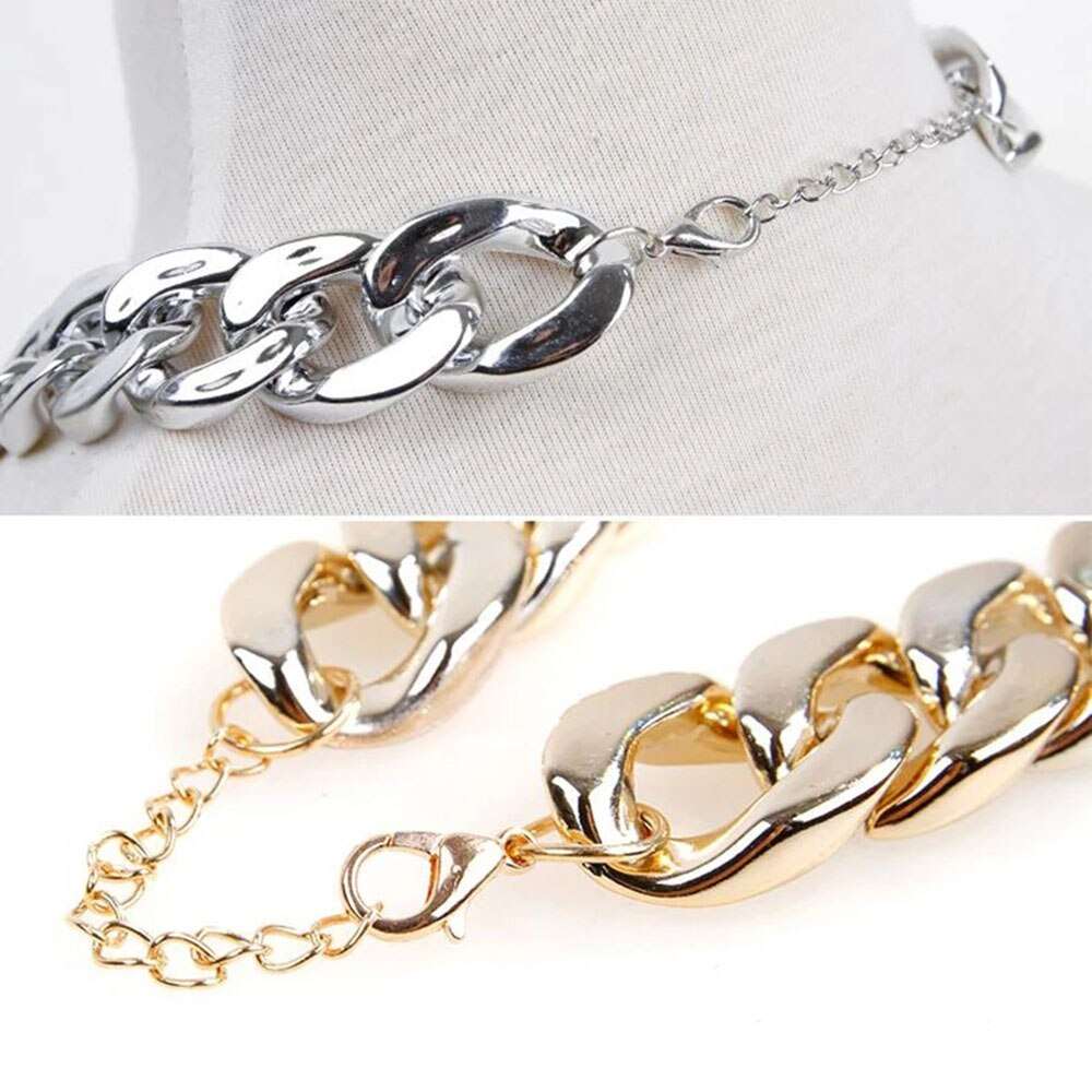 Adjustable Gold Pet Collar for Dogs and Cats | Lightweight Plastic Cuban Link Collar | Bulldog Puppy Necklace