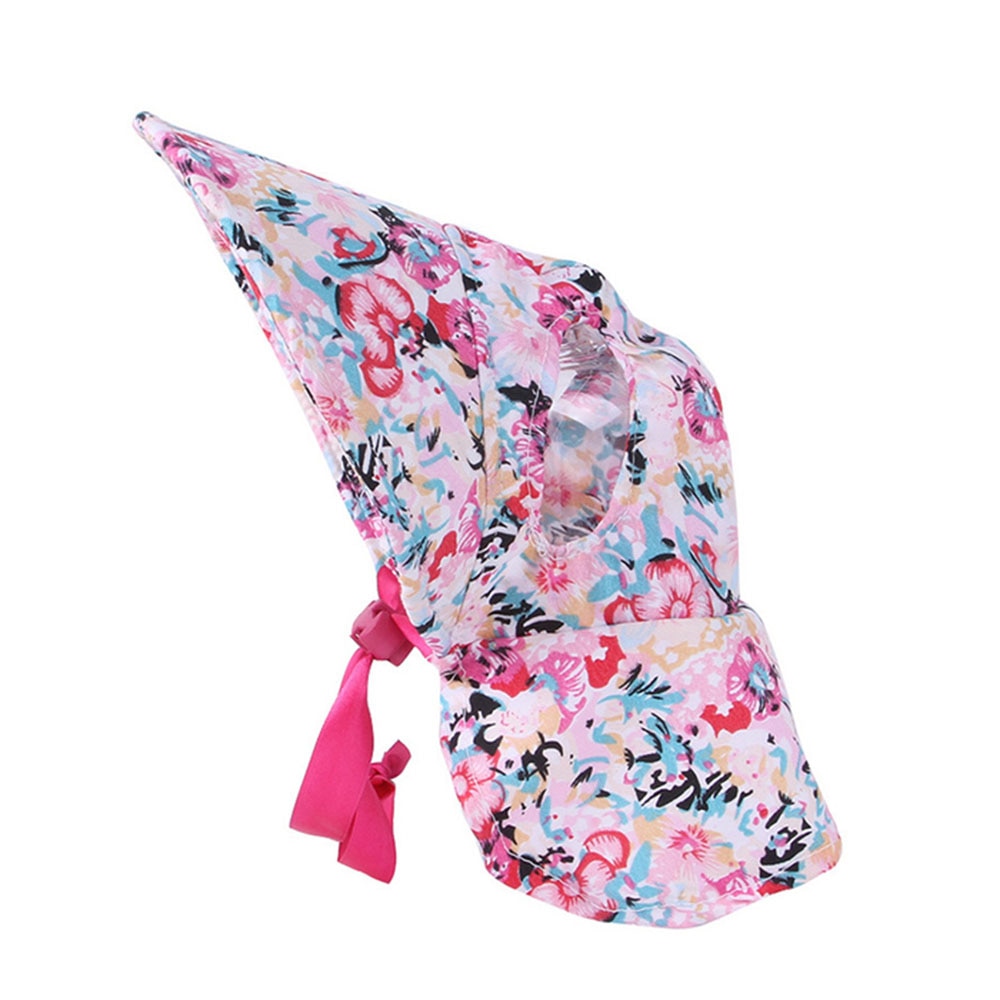 Floral Pet Sun Hat with Ear Holes | Adjustable Summer Dog Sunbonnet with Lace-up for Female Puppies
