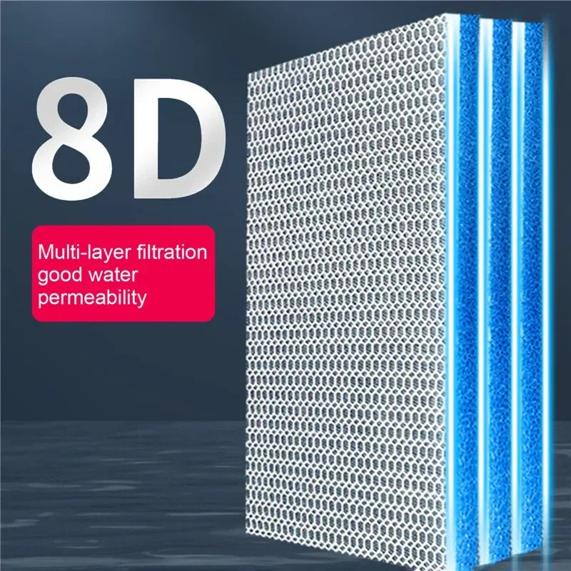 8D Aquarium Filter Sponge Media | High-Efficiency 8-Layer Glue-Free Fish Tank Filter Pad for Clean Water