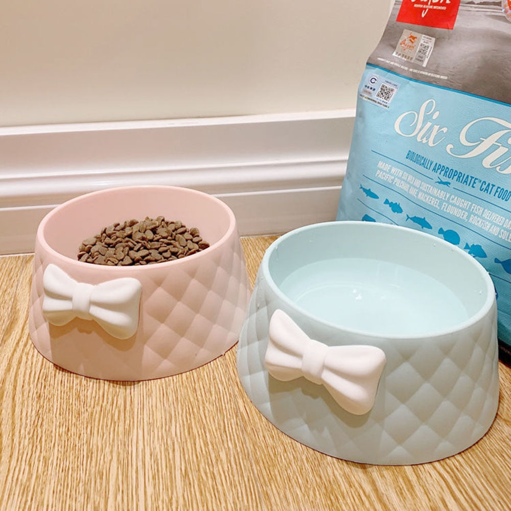 Stylish Bowknot Pet Food Bowl | Trapezoidal Anti-Skid Design for Small Dogs & Cats