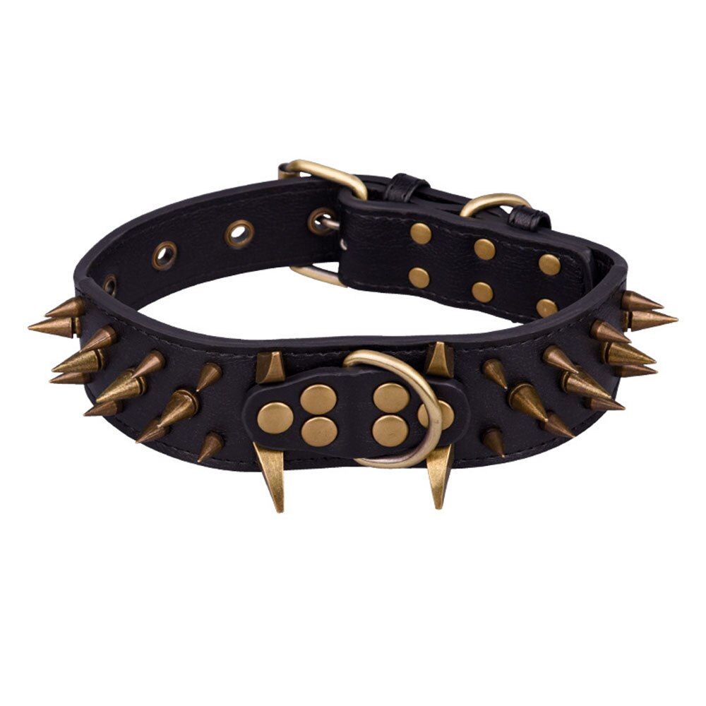Heavy Duty Spiked Leather Dog Collar | Sharp Spikes for Extra Large Dogs Prevents Bites and Provides Comfort