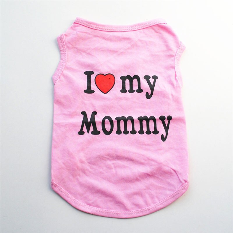 Soft Cotton Dog T-shirt | Classic "I Love My Daddy/Mommy" Print for Small Dogs & Cats | Comfortable Puppy Vest