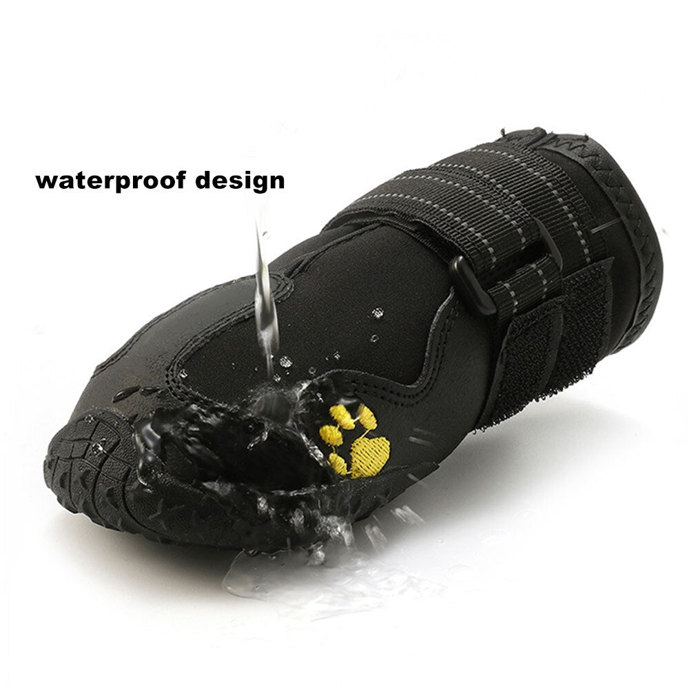 Reflective Waterproof Dog Boots Set | Anti-Slip Snow & Rain Pet Footwear for Medium & Large Dogs