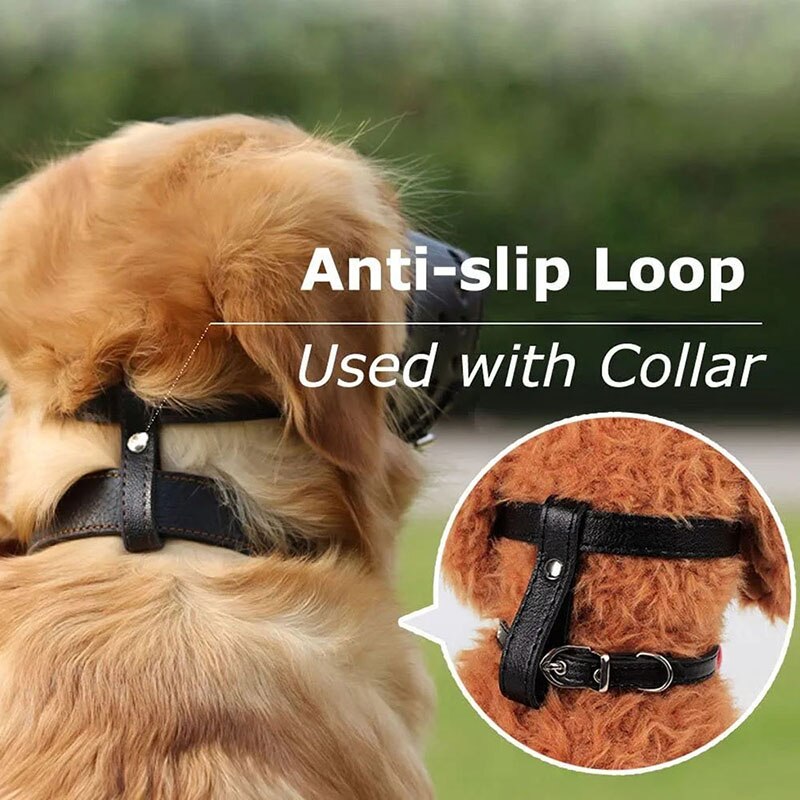 Leather Anti-Barking Dog Muzzle | Adjustable, Breathable, and Secure Muzzle for Dogs with Comfortable Design