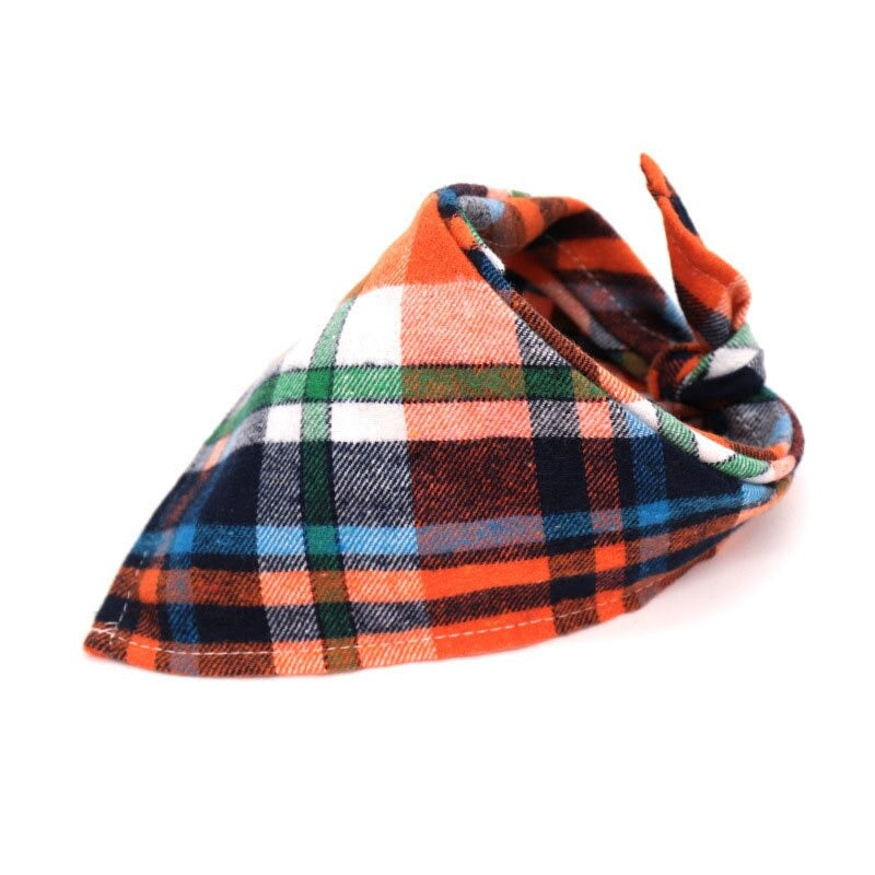 Plaid Pet Bandana Cotton Handkerchief | Soft and Comfortable Triangular Bandanas for Dogs and Cats