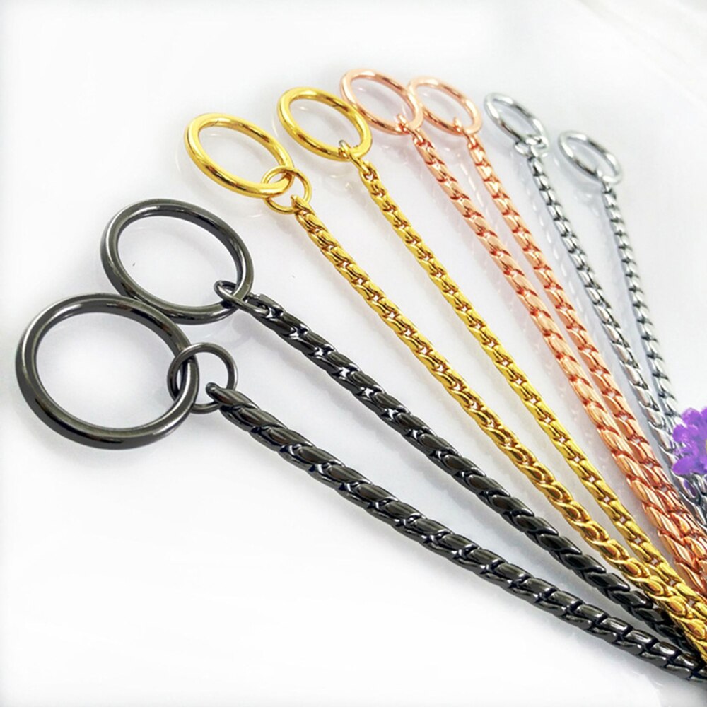 304 Stainless Steel Dog Slip Chain Collar & Leash | Integrated Training Leash with Durable Leather Handle, Multiple Colours