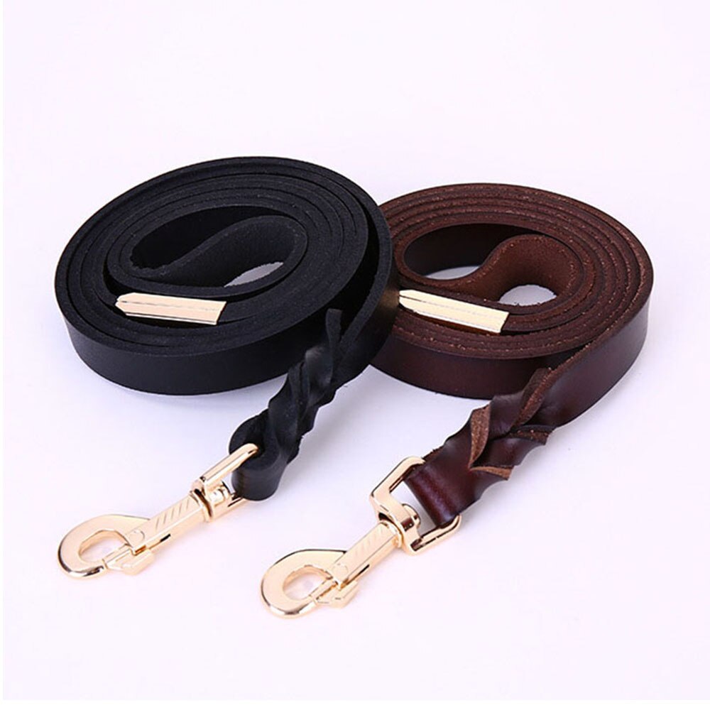 Braided Leather Dog Leash 130cm Durable Training Lead | Perfect for Walking Large, Medium, and Small Dogs in Brown & Black