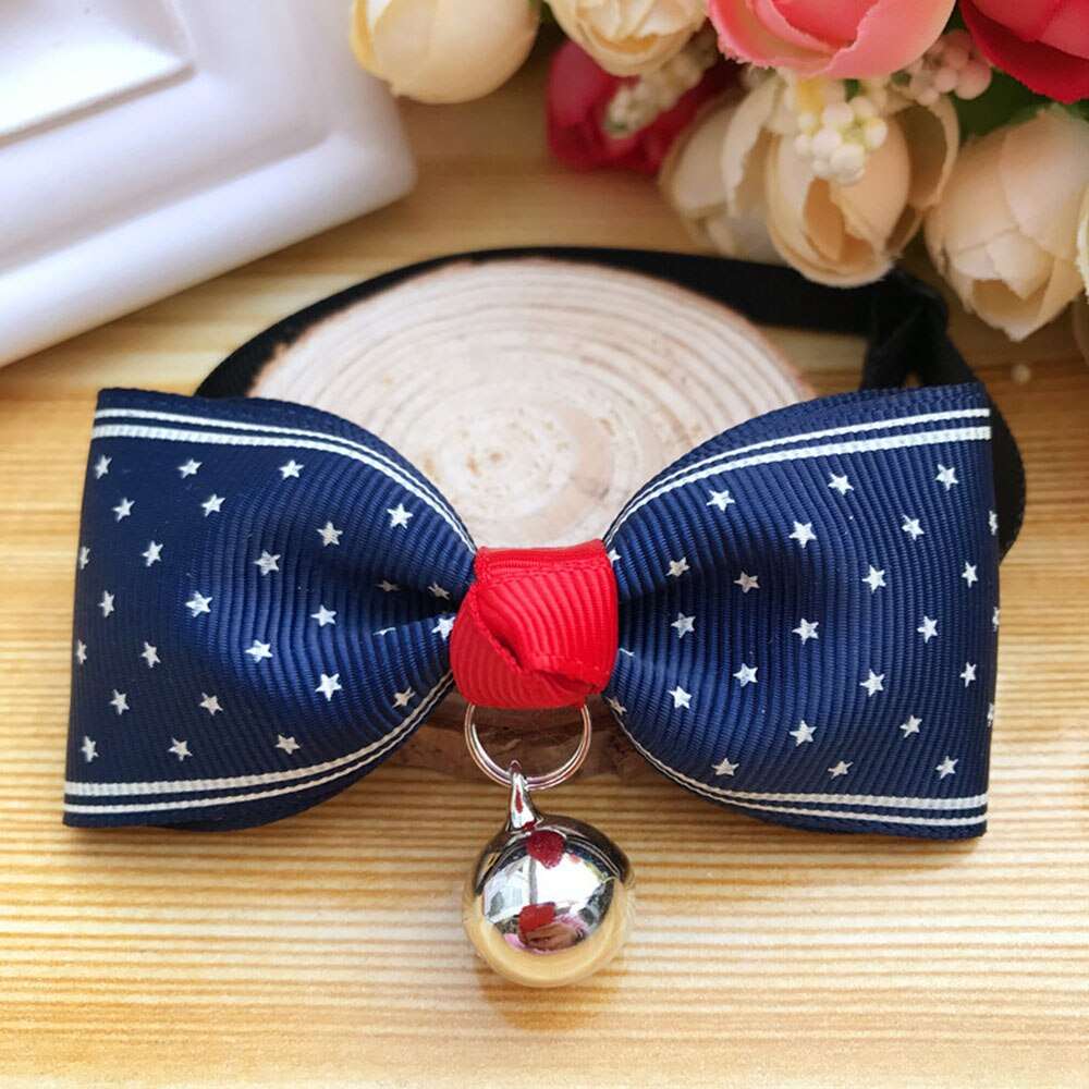 Cat Accessories | Bow Tie Collar with Bell | Breakaway Bowtie for Kitten & Small Dog | Pet Grooming Products