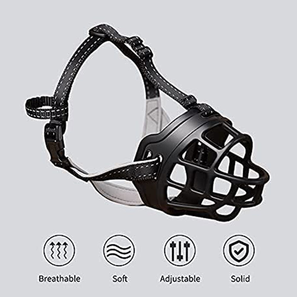 Reflective Soft Padded Dog Basket Muzzle | Adjustable Anti-Biting & Drinkable Design with Air Mesh for Comfort & Safety