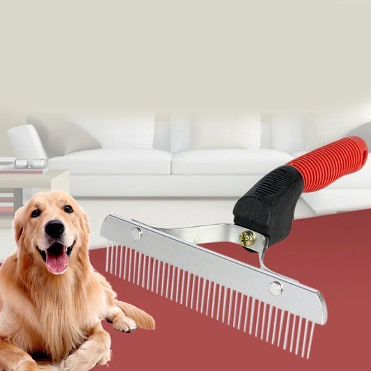 Extra-Large Pet Rake Comb | Rubber Handle