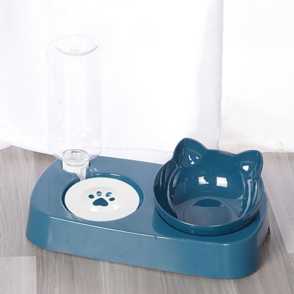 2-in-1 Pet Feeder & Automatic Water Dispenser | Vertical Drinking Fountain with Double Bowls for Cats & Dogs