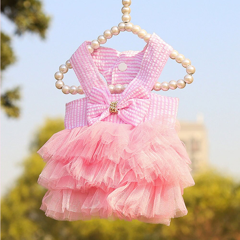 Cute Summer Striped Dog Dress | Princess Tulle Skirt for Small Dogs & Cats