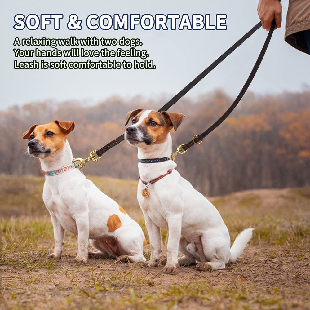Multi-Functional Leather Dog Leash | Adjustable Hands-Free & Crossbody Pet Leash for Walking & Training