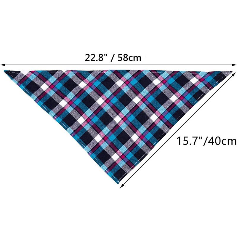 Plaid Pet Bandana Cotton Handkerchief | Soft and Comfortable Triangular Bandanas for Dogs and Cats