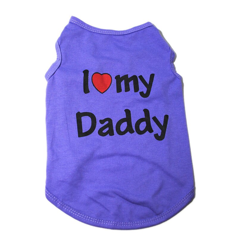 Soft Cotton Dog T-shirt | Classic "I Love My Daddy/Mommy" Print for Small Dogs & Cats | Comfortable Puppy Vest