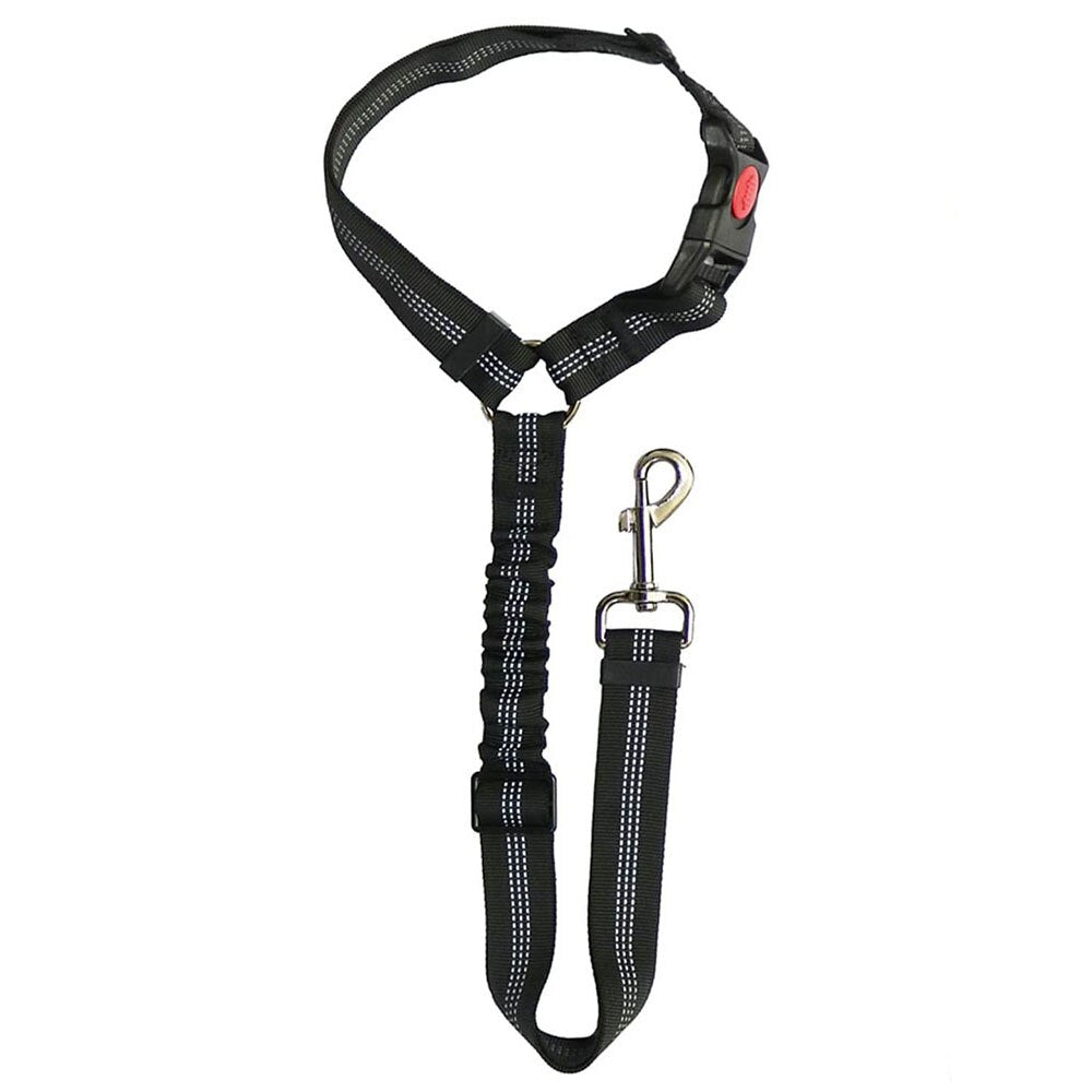 2-in-1 Dog Seat Belt Harness | Adjustable Bungee Leash & Headrest Restraint with Reflective Stitching