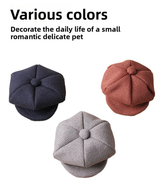 Retro Dog Beret Hat | Adjustable Pet Cap