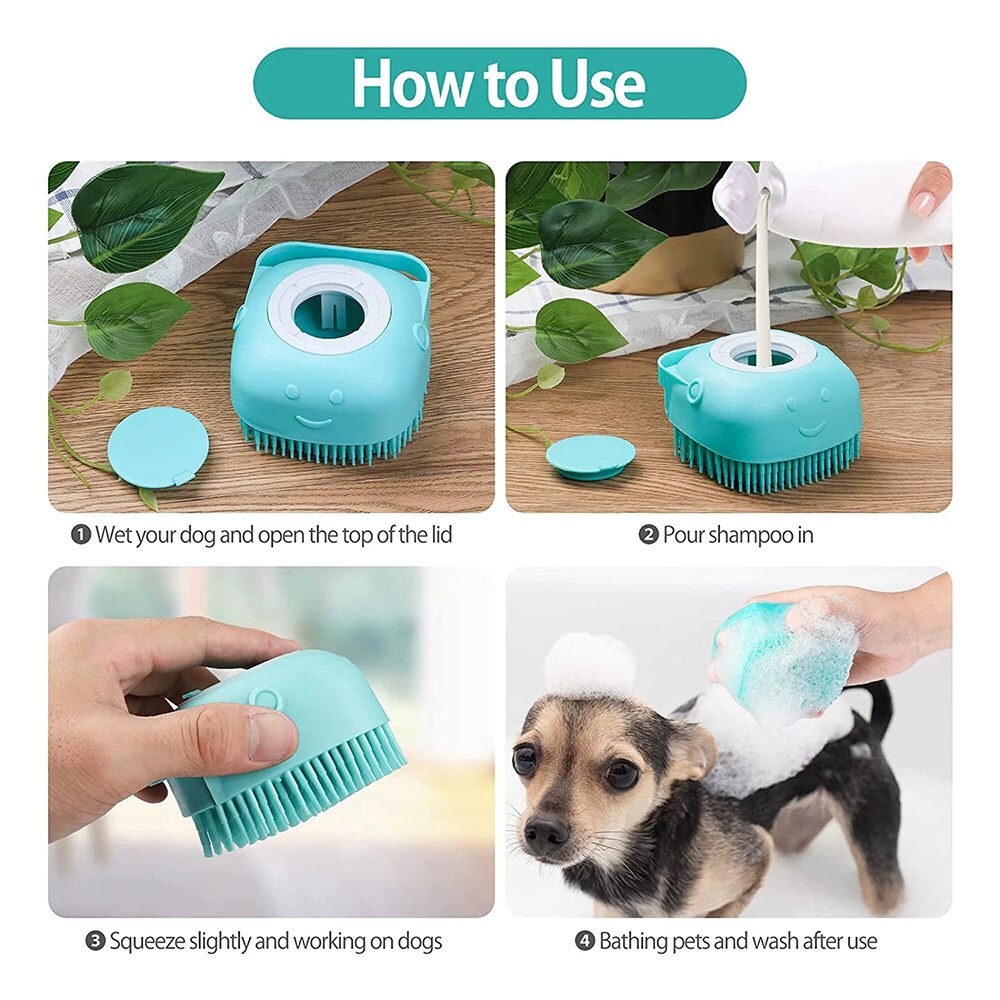 Super Soft Silicone Pet Bath Brush | Multipurpose Shampoo Massager for Grooming, Shedding, and Bathing