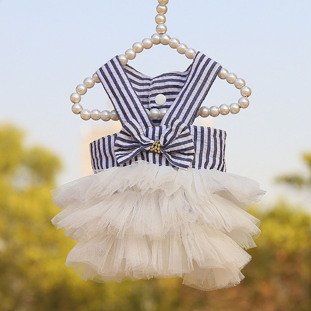 Cute Summer Striped Dog Dress | Princess Tulle Skirt for Small Dogs & Cats
