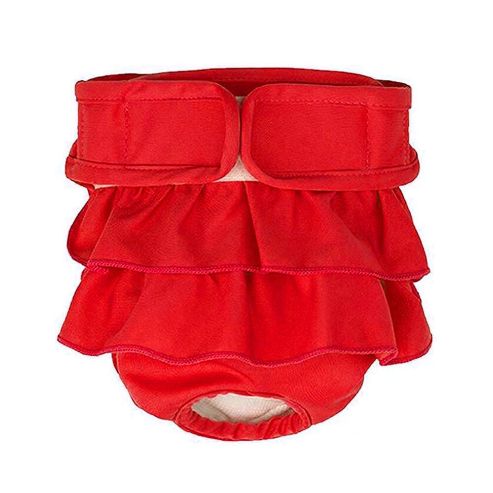 Soft Ruffle Dog Sanitary Pants | Washable & Absorbent Female Dog Diaper in Pink, Grey, & Purple
