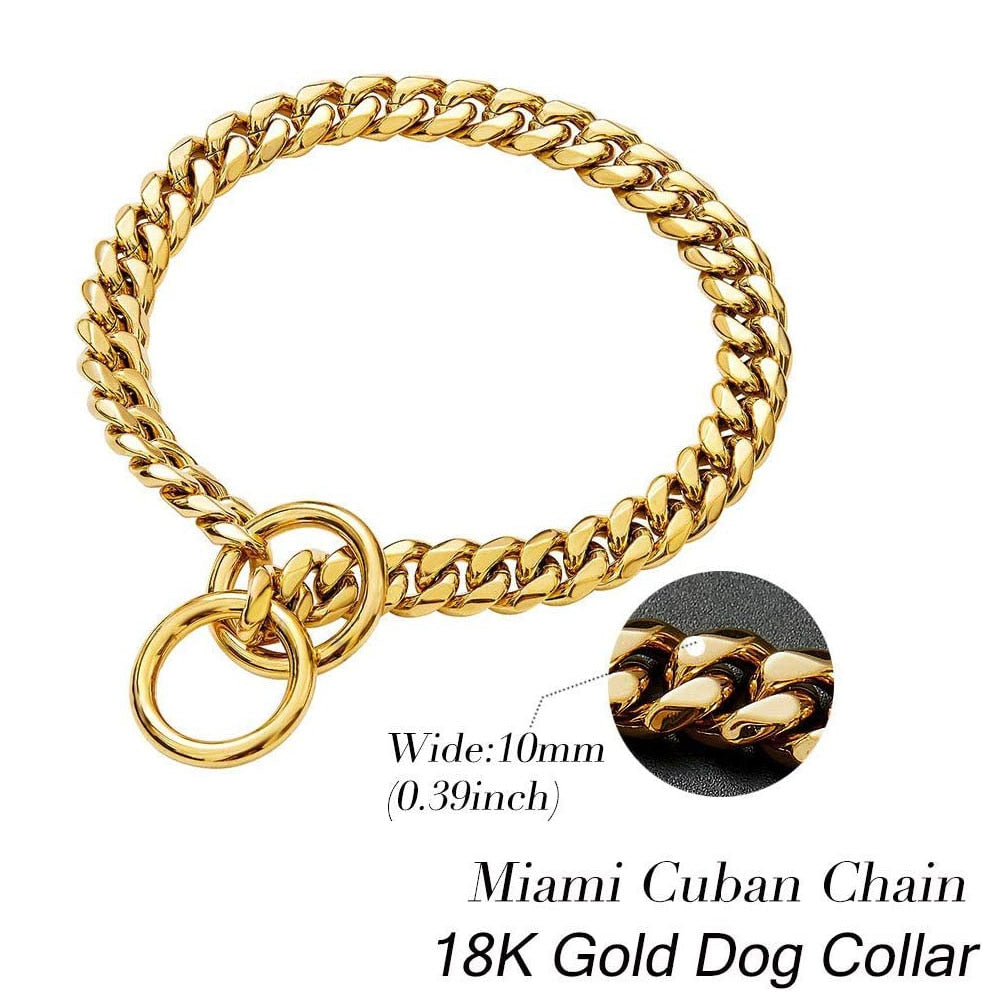 Luxury Dog Collar Chain | Heavy-Duty Stainless Steel Martingale Slip Chain for Large Dogs